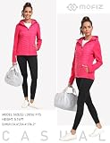 MoFiz Damen Fleecejacke Sportjacke Wanderjacke Outdoorjacke Running Winter Atmungsaktiv Jacke Hybridjacke Freizeitjacke Rosenrot 3XL