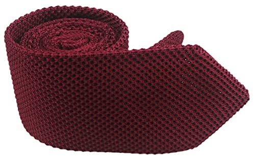 Vizakiss Men Wine Red Retro Cool Designed Tie Rosewood Textured Knit Neckties For Groomsmen #TOP2