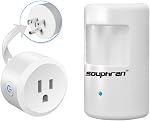 Plug-in Wireless Motion Activated Light Control, No Wiring, 130 Ft RF Range, Adjustable Detection Range, Always-on Timer and Light Sensor, Motion Detector and Plug Set