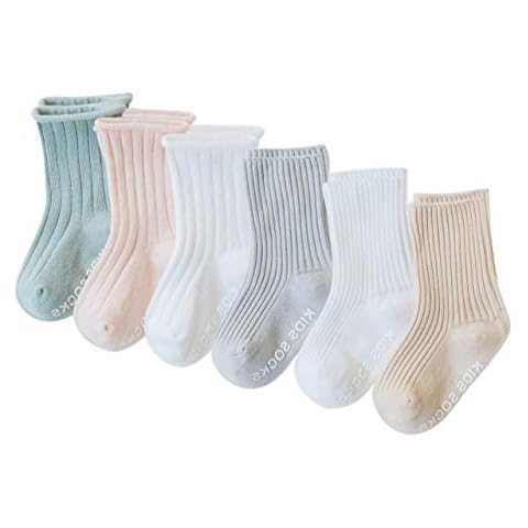 VWU Baby Crew Socks with Grips Unisex Toddler Infant Kids Cotton Tube Socks 0-5T (6 Pack Ankle, 6-18 Months) Cover