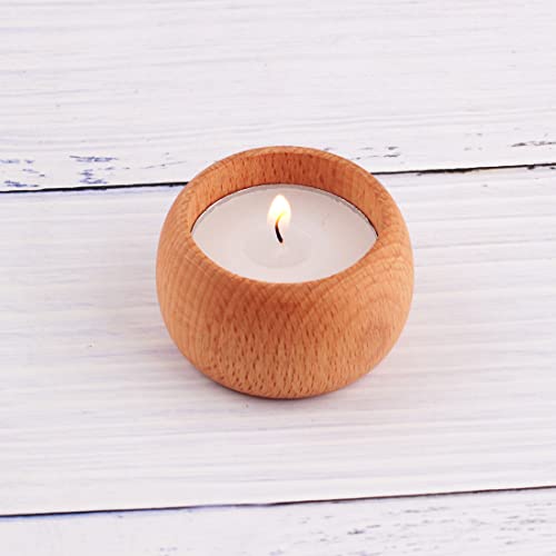 Wooden Tealight Candle Holder - Wood Votive Candle Holders - Set Of 8 - Natural Wood Candle Holders For Table, Boho Decor, Tropical Decor, Wedding Decorations Rustic Theme,Good For Gift. #TOP7