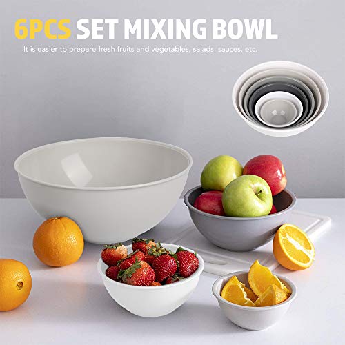Boxedhome Bpa Free Plastic Round Mixing Bowl With Lids, 12 Pack Nesting Bowls With Lids Set, Microwave And Dishwasher Safe Prep & Serving Bowls Great For Mixing, Baking, Serving (White, 12Pcs) #TOP5