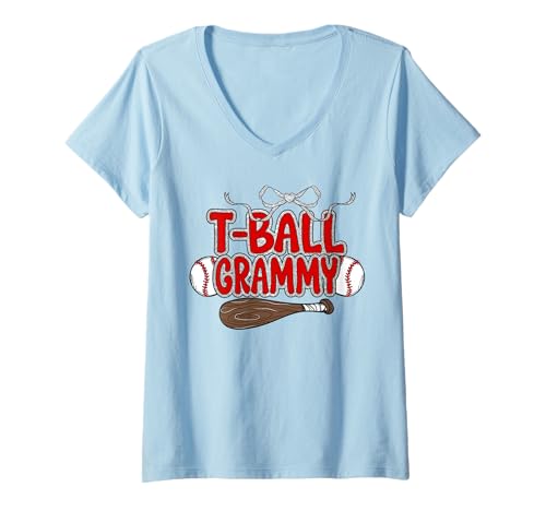 Womens T-Ball Grammy Baseball Ballpark Softball Grammy Game Day V-Neck T-Shirt