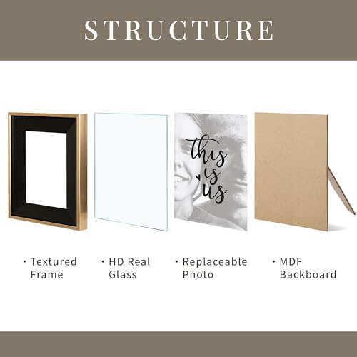 ArtbyHannah 5x7 Black Gold Picture Frames Set of 2 for Tabletop Display and Wall Mounting, Photo Frame for Wedding, Birthday, Mother\'s Day,Valentine\'s Day or Home Decor - Thumbnail 5