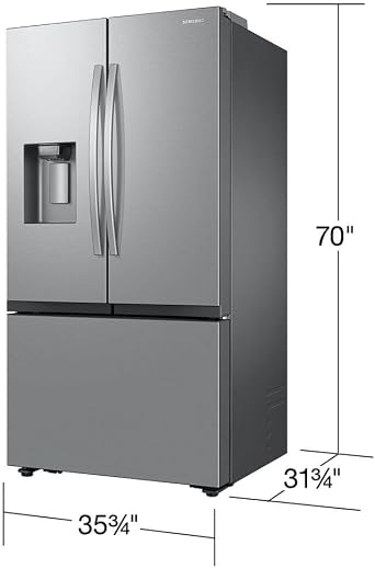 Samsung 26 cu. ft. Mega Capacity Counter Depth 3-Door French Door Refrigerator with Four Types of Ice, Stainless Steel, RF27CG5400SRAA