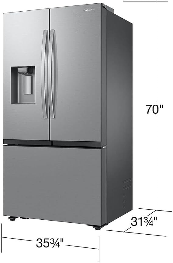 Samsung 26 cu. ft. Mega Capacity Counter Depth 3-Door French Door Refrigerator with Four Types of Ice, Stainless Steel, RF27CG5400SRAA