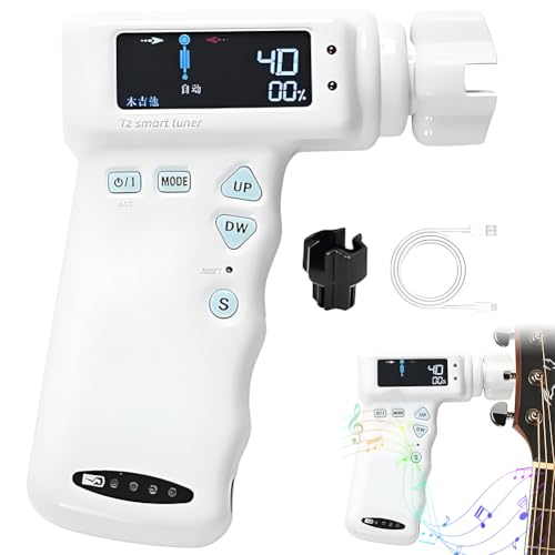 Afinador de guitarra inteligente, afinador eléctrico automático con pantalla LCD, afinación cromática, batería de 2600 mAh para guitarras y ukeleles