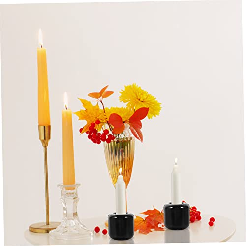 Wiccan Candle Holder 5Pcs Ceramic Candle Holder Candle Sconces Black Candlesticks Black Round Candle Ceramics Candlestick Holders #TOP3