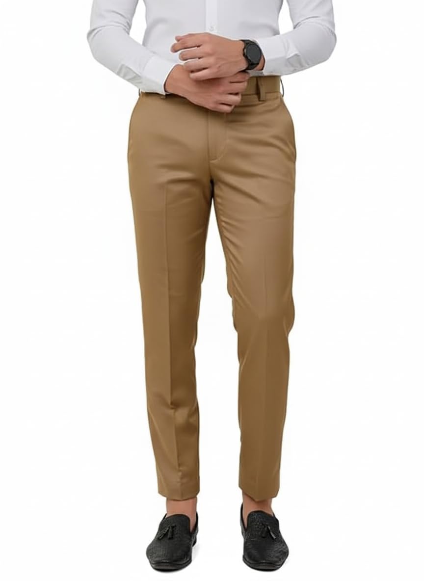 Professional Khaki Dress Pants, Classic Fit Business Trousers, Cotton Blend, Formal Wear with Tapered Leg-picture-37