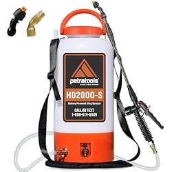PetraTools HD2000-S 2 Gallon Battery Powered Garden Sprayer, 2 Hour Runtime | Weed Sprayer w/ 4 Ft Hose, Extendable Wand, 2 Nozzles - For Lawn Care, Weed & Pest Control, Fertilizing - Up to 20 ft Reach
