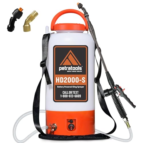 PetraTools Battery Powered Sprayer 2 Gallon - HD2000-S - Heavy Duty Electric Sprayer for Lawn and Garden Weed/Pest Control, Watering - with Battery, Charger & 2 Nozzles (2 Gallon) by Petra - Used condition - US$112.22