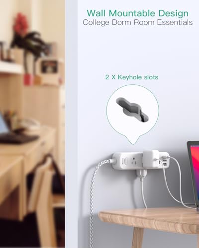 Mifaso Extension Cord 15 ft, Surge Protector Power Strip, Long Extension Cord with 9 Outlets 3 USB Ports, Extension Cord with Multiple Outlets, USB Power Strip for Dorm Room Essentials, College, White