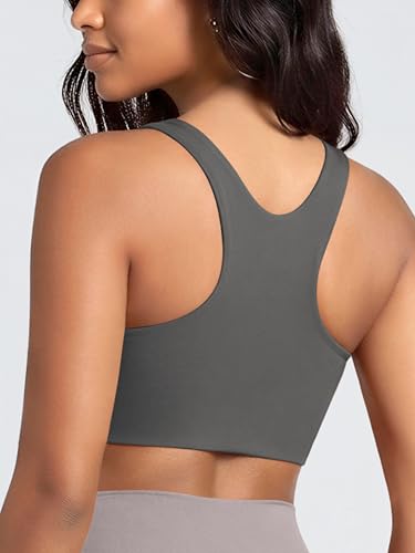 Image of ODODOS Racerback Tank Bra for Women High Neck Non Padded Medium Support Sports Bra Workout Yoga Crop Tops