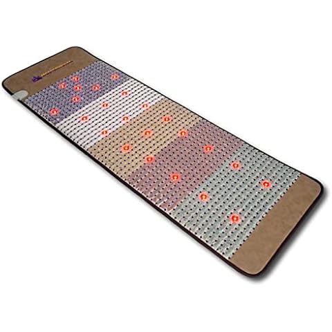 MediCrystal 5-Crystals Far Infrared Mat 72" L x 24" W - 24 Photon Red NIR MIR Lights - 11 Quadrupole Static Magnets - Bio Stimulation Therapy for Back Pain - Large Flexible 86-158°F FIR Heating Pad Cover
