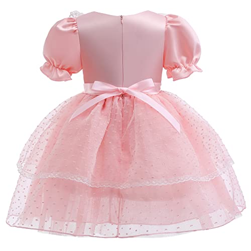 Toddler Girl Dress Lace Bow Puff Sleeves Kids Dresses for Girls Wedding Birthday Party Tulle Tutu Gowns2