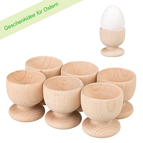 Smart-Planet - 6er Set Eierbecher aus Holz unbehandelt zum Bemalen Eier Becher 6 Stück zum bunt anmalen zu Ostern - dekorieren - Basteln für Kinder – Bild 5