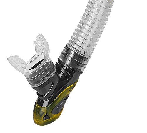 Phantom Aquatics Signature 2.0 Dry Snorkel | Adult Dry Top Easy-Breath Snorkel For Scuba Diving Freediving Snorkeling Swimming, With Comfortable Food-Grade Silicone Mouthpiece And Purge Valve-Yellow #TOP2