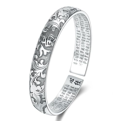 JOATVEE Flor Bendita Corazón Sutra Pulsera de Época Brazalete Abierto para Mujeres Mamá Pulsera Plata para Mujeres, Talla única, Cobre