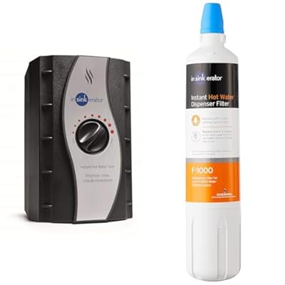 InSinkErator Instant Hot Water Tank - 2/3 Gallon Stainless Steel Tank, HWT-00, Black & F-1000 Standard Instant Hot Water Dispenser Under-Sink Water Filter Replacement