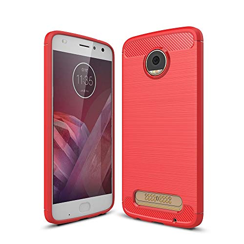 Coque Moto Z2 Play en TPU rouge effet carbone antichoc arrière