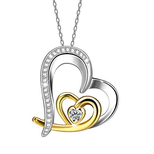 LEITON 925 Sterling Silber Kette Damen, Anhänger Halskette Herz, Schmuck für Frauen mit Geschenkbox, Hochzeit Jahrestag Geburtstag geschenk für Mutter, Frau, Freundin Cover