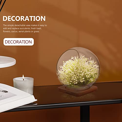 YARNOW Glass Terrarium Vase Bubble Bowl Pot Slant Cut Globe Mini Display Tabletop Transparent for Candy Plant Home Office Decor - Image 2