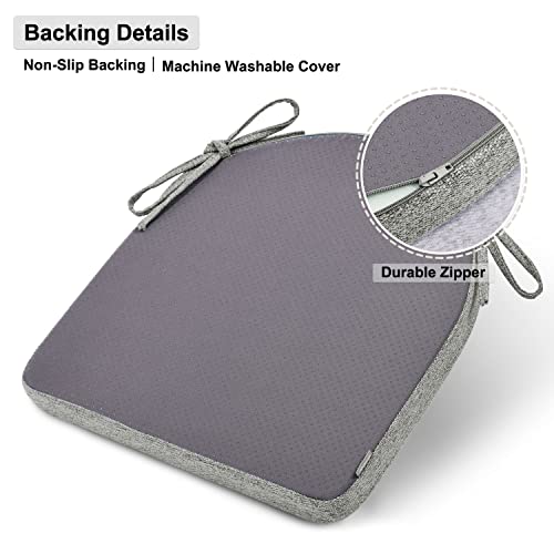 Shinnwa Chair Cushion with Ties for Dining Chairs [17 x 16.5 Inches] Non Slip Kitchen Dining Chair Pad and Seat Cushion with Machine Washable Cover - Light Gray - Thumbnail 3
