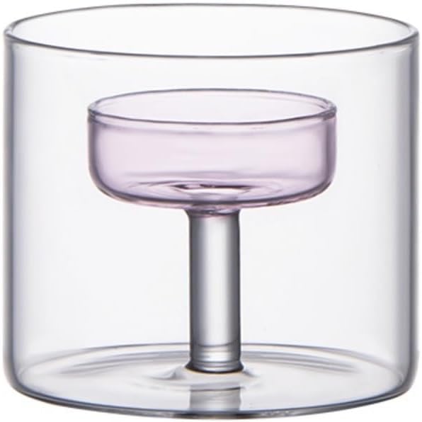 Candle Holder Glass Candlestick - Romantic Dining Table Decor, Small Candle Holder for Dinner Props(Pink,Small)