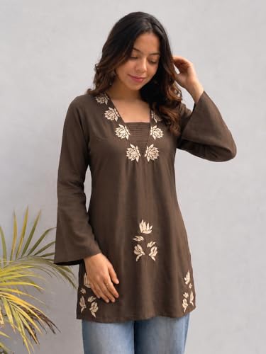 Image of ANNI Designer Cotton Short Kurti for Women | Stylish Kurti | Short Kurti Top | Casual Kurta for Women | Comfortable Cotton Kurtis for Womens