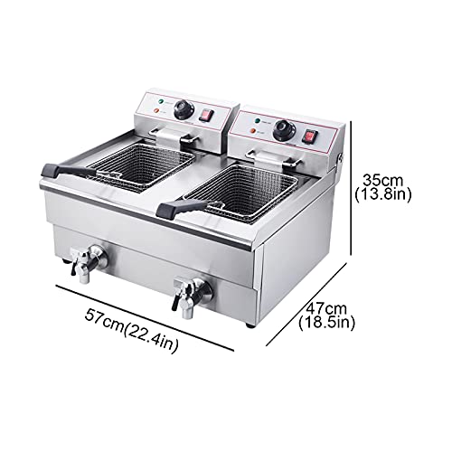 DLGF Fritteuse, mit Frittierkörbe, 10 Liter, Für Frittiergut, 3000 W, Edelstahl – Bild 3