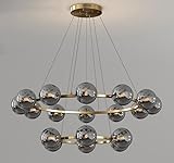 Générique Lampe à suspension, Luminaires suspendus LED modernes for la décoration intérieure, lustres for salle à manger, éclairage d'intérieur(24 heads black,WARM_GREY)