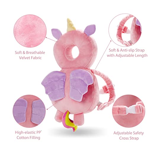 Baby Head Protector Pad Safety Pad for Walking & Crawling, Toddlers Head Safety Adjustable Back-Pack,Pink Unicorn (US) - Image 3