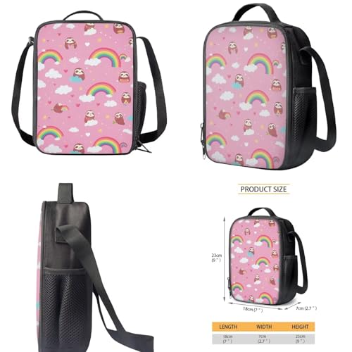 Rainbow Sloth Girls Backpack for Kids Elementary School Backpack Large Capacity Backpack and Lunch Box for Girls Cute 3rd Grade Kids Bookbag 4 in 1 Schoolbag Set3