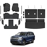 GALVAGNITE Floor Mats for Ford Expedition 2018-2024, All Weather Floor Mats Trunk Cargo Liner with Backrest Protectors and Door Sill Guards Accessories, Full Coverage Set (Fit 7 Sests)