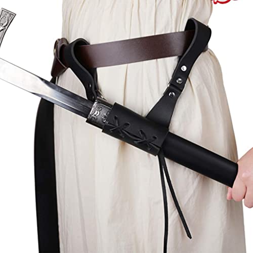 Medieval Leather Sword Frog Universal Rapier Broadsword and Cutlass (Right Handed-Black)