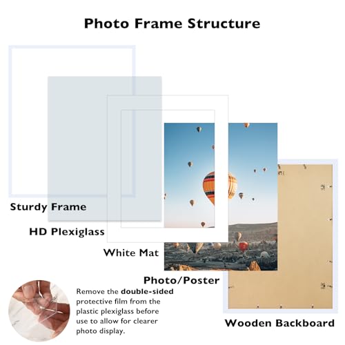 Image of JCJMY 24x30 Picture Frame with 20x24 Mat, Display Photo 20x24 with Mat or 24 x 30 Without Mat, Wall Hanging Large 24 by 30 Poster Frame with Plexiglass, White