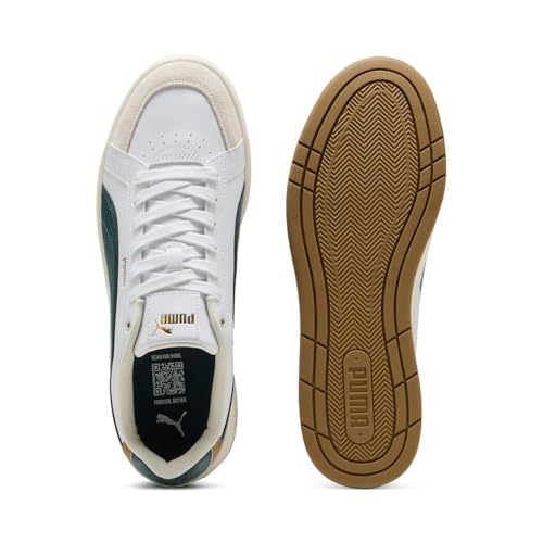 PUMA Unisex Yetişkin Court Classico Sport Spor Ayakkabı White-Green Terrain-Gold 43