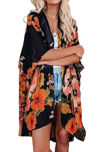 Alaster Queen Women's Kimono Cardigan Summer Swimsuit Casual Beach Long Swimwear Loose Coverups for Women