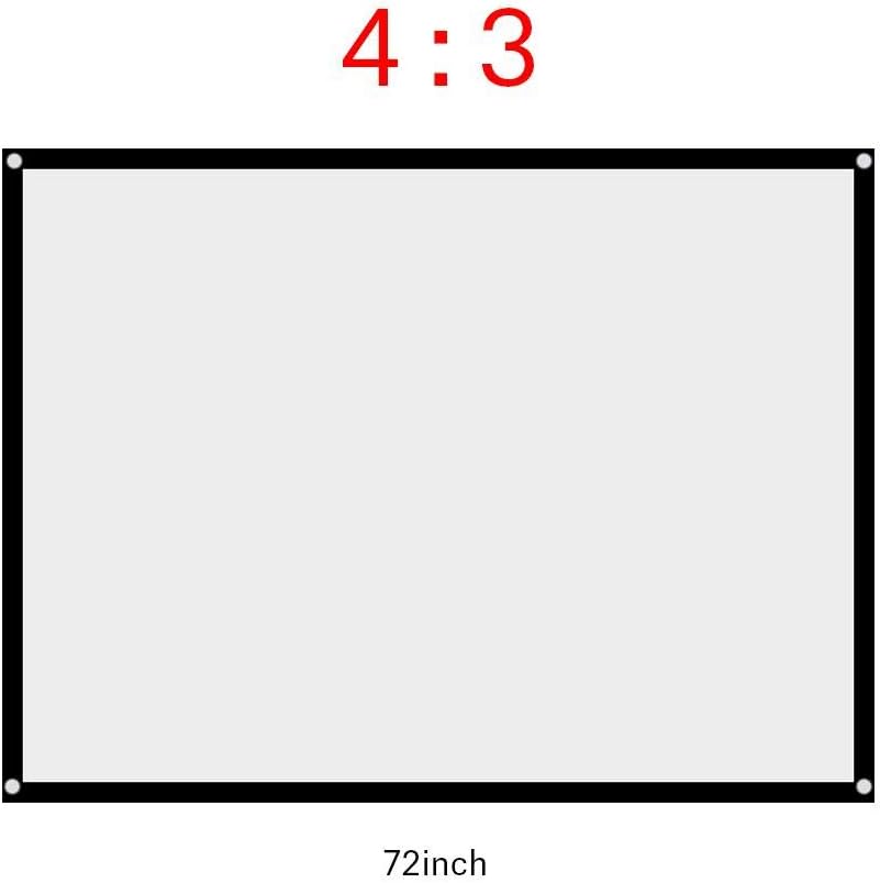 Projection Screen Indoor Outdoor Projector Curtain, 16:9 Thicken Portable White Projector Curtain Screen 40 to 120 inches Polyester Projection Screen Anti Crease (72in)