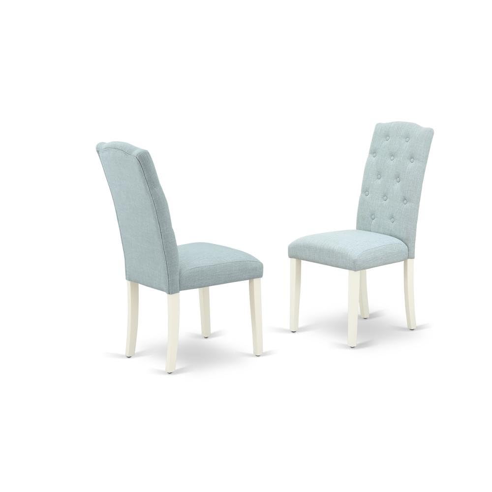Linen-Upholstered Parsons Dining Chair High-Back by Furnifact – Wood, Linen White, Pack of 2