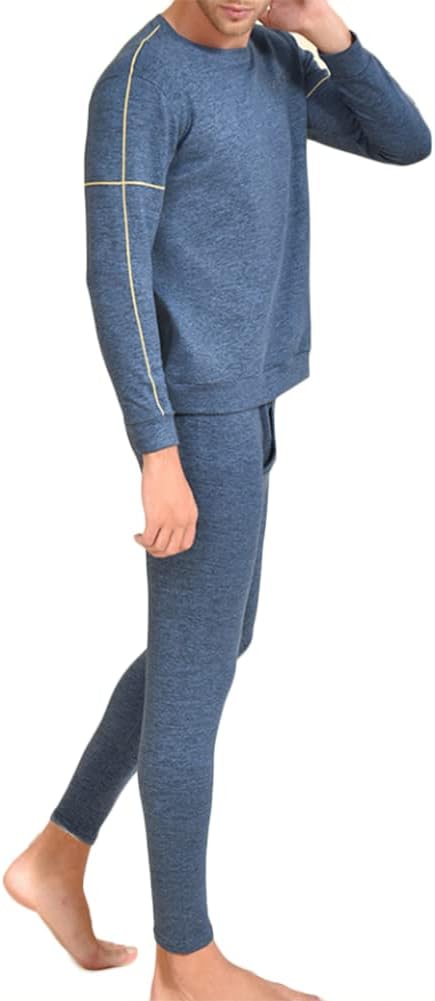 HSQSMWJ Soft Fleece Lined Mens Thermal Underwear Set Winter Warm Base Layer Top & Bottom