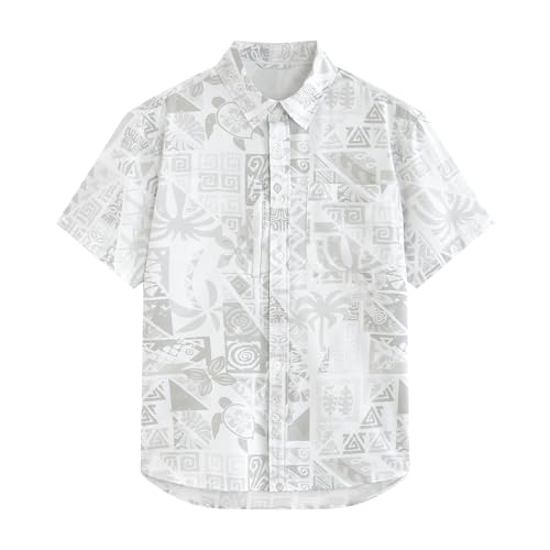 maamgic Men’s UPF 50+ Button Down Fishing Short Sleeve Shirt, Summer Beach - image 1
