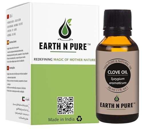 Image of Earth N Pure Clove Bud Essential Oil | 100% Natural & Therapeutic Grade | Undiluted | For Oral Care Teeth & Gums | DIY | Relaxation | Aromatherapy | Improved Mood | Massage | with Glass Dropper | 30ML