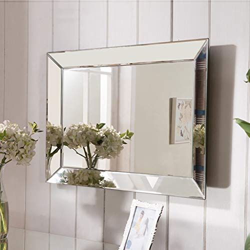 Makeup Mirror Wall-Mounted Makeup Mirror Porch Decorative Mirror Square European-Style Bathroom Vanity Mirror Wall-Mounted Vanity Mirrors (Size : 84 * 112Cm) #TOP3