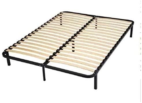 TEENO TE Sommier 160 x 200CM - Cadre de lit a Lattes Renforcé et Soutien Réglable - Sommier à Lattes avec 7 Pieds (160x200p)