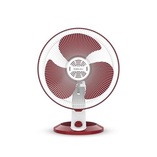 Image of Bajaj Veloce High Speed 400MM Table Fan For Home | Air Freshener Pocket | Surge Protection | 100% Copper Motor | High Air Delivery | 3 Years Warranty 【White & Maroon】