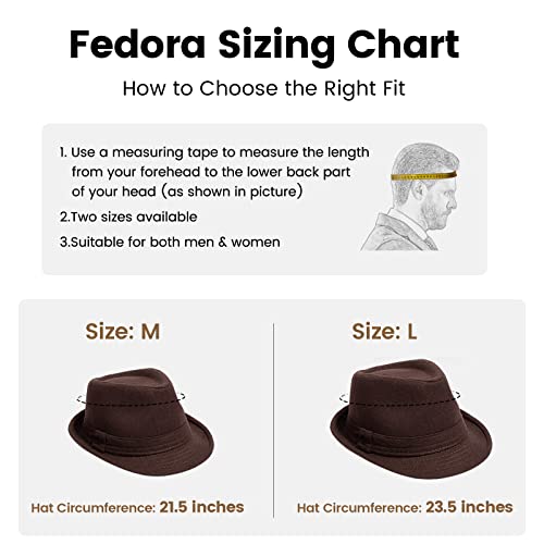 Young Love Short Brim Hat For Men Mens Hats Fedora For Women Mens Fedora Hats Classic Manhattan Structured Trilby Fedora Hat For Men Travel Party, Brown, Large #TOP5