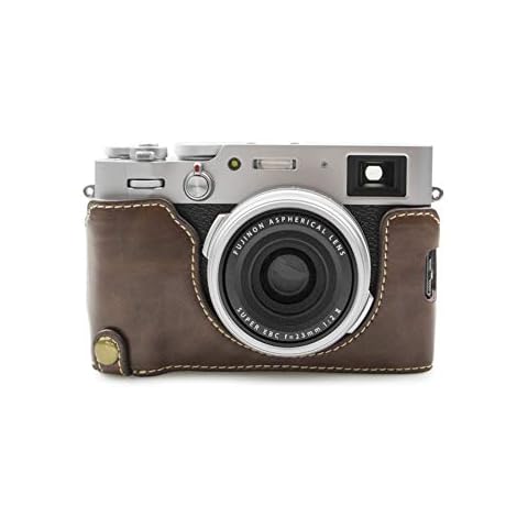 Fuji X100V Grip Case, MUZIRI KINOKOO PU Leather Bottom Case for Fujifilm X100V Protectiv Case Fuji X100V Half Case-Coffee Cover
