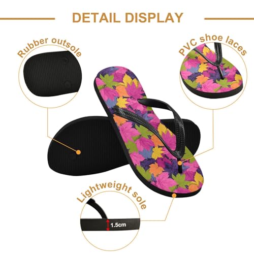 Flip Flop Sandals Vivid Leaf Print for Women Men Beach Outdoor XS3