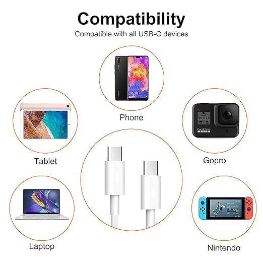 Image of 20W Fast Charging Data Cable Type C to C for iPhone 15 /15pro /15 Pro Max / 15 Max (Type C to C Cable)